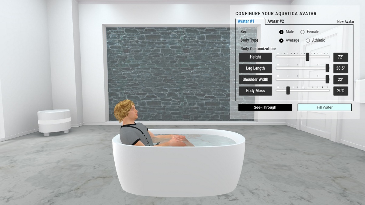 Purescape 045 freestanding acrylic bathtub 3D Body Position